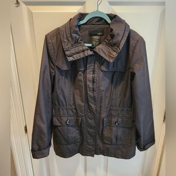 Utex Black Hooded Utility Jacket with Drawstring Waist - Picture 2 of 10